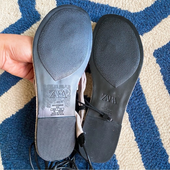 🐚 ZARA BOHO LEATHER GREY WHITE OMBRE WRAP GLADIATOR FLIP FLOPS! - Picture 14 of 16